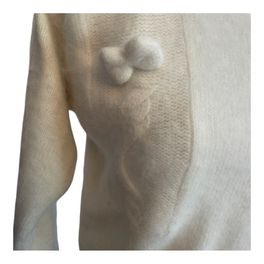 Nordstrom Cream Turtleneck Sweater with bows - Picture 3 of 4